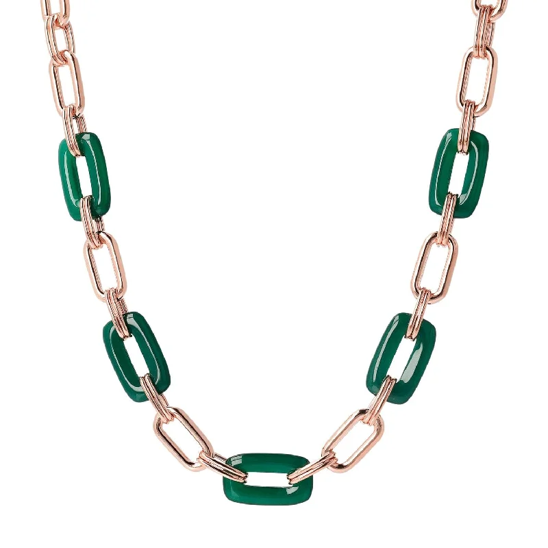 choker necklaces for women -dainty necklaces for women -Bronzallure Variegata Green Agate Necklace 48.3cm