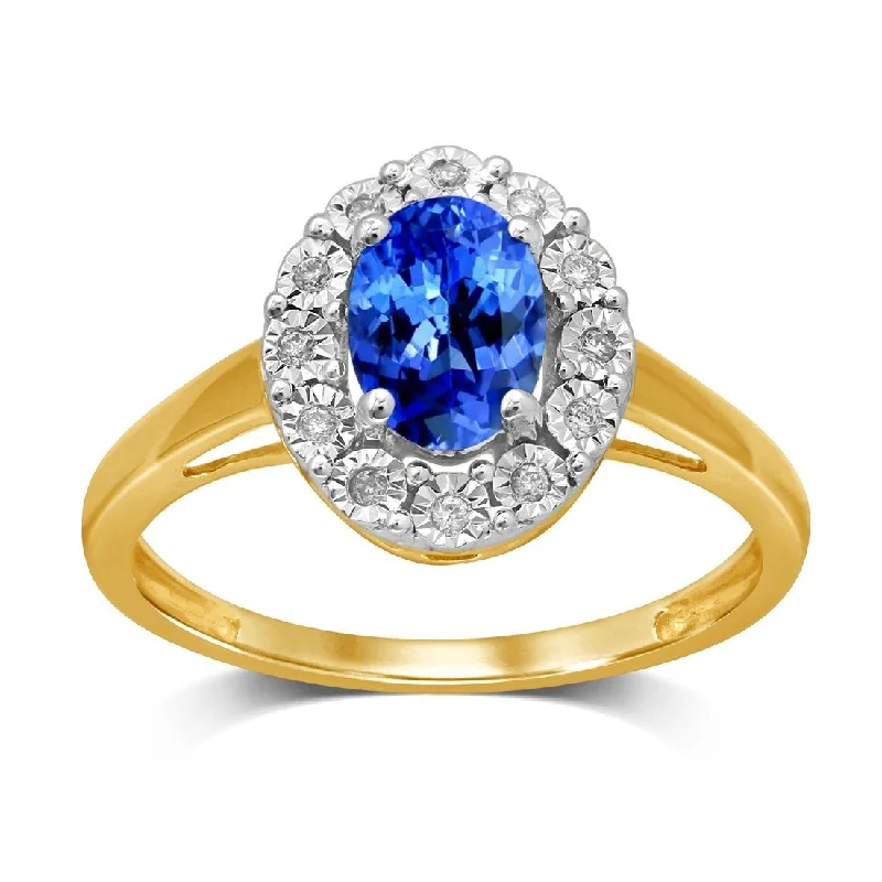 bridal necklaces for women -bridal necklaces for women -9ct Yellow Gold Diamond Set Tanzanite Ring