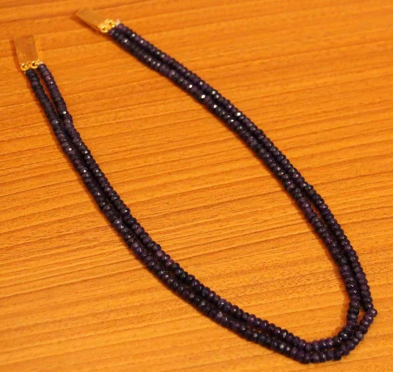 designer necklaces for women -layered gold necklaces for women -Amethyst Purple Colour Double line Semi precious Necklace