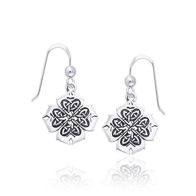 floral earrings for women -trendy earrings for women -Celtic Knotwork Clover Silver Earrings TER466