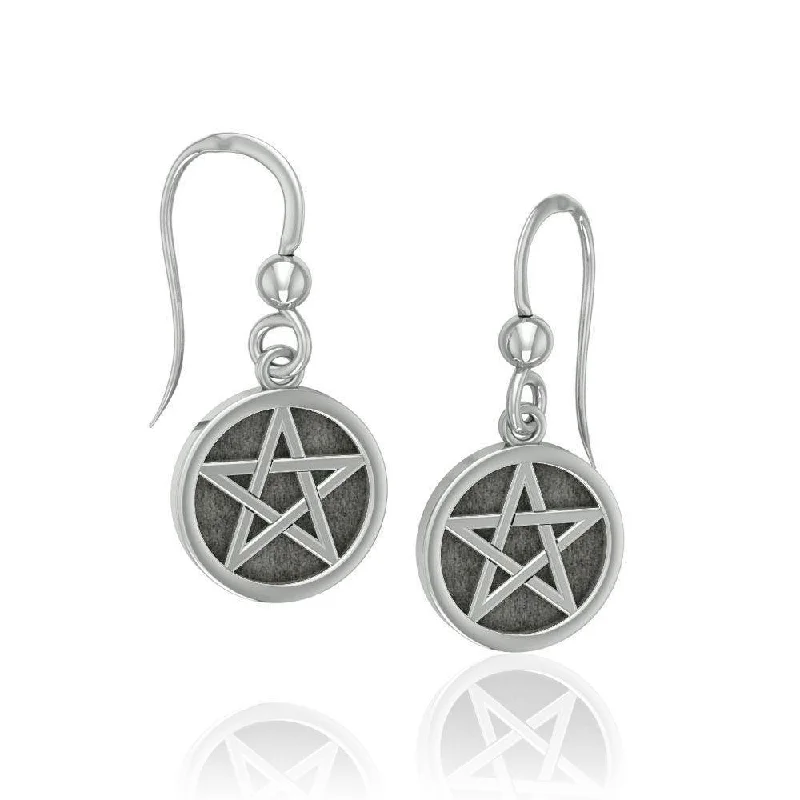 gold stud earrings for weddings -silver hoop earrings for women -Solid Pentacle Earrings TE309