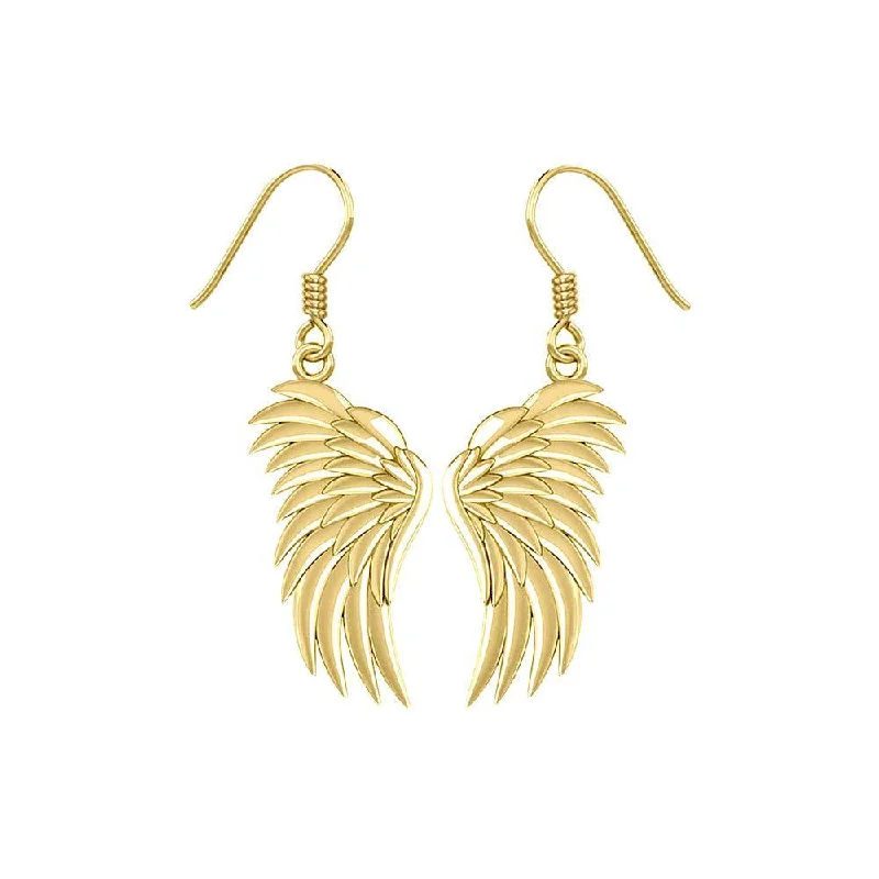 diamond earrings for weddings -gemstone stud earrings for women -Angel Wings Solid Yellow Gold Earrings GER1945