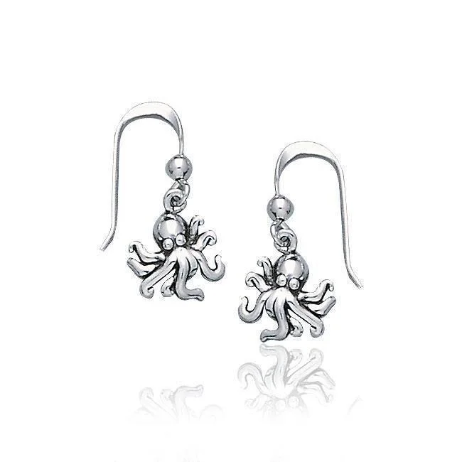 stylish silver earrings for women -drop earrings for women -Octopus Sterling Silver Earrings TE2044