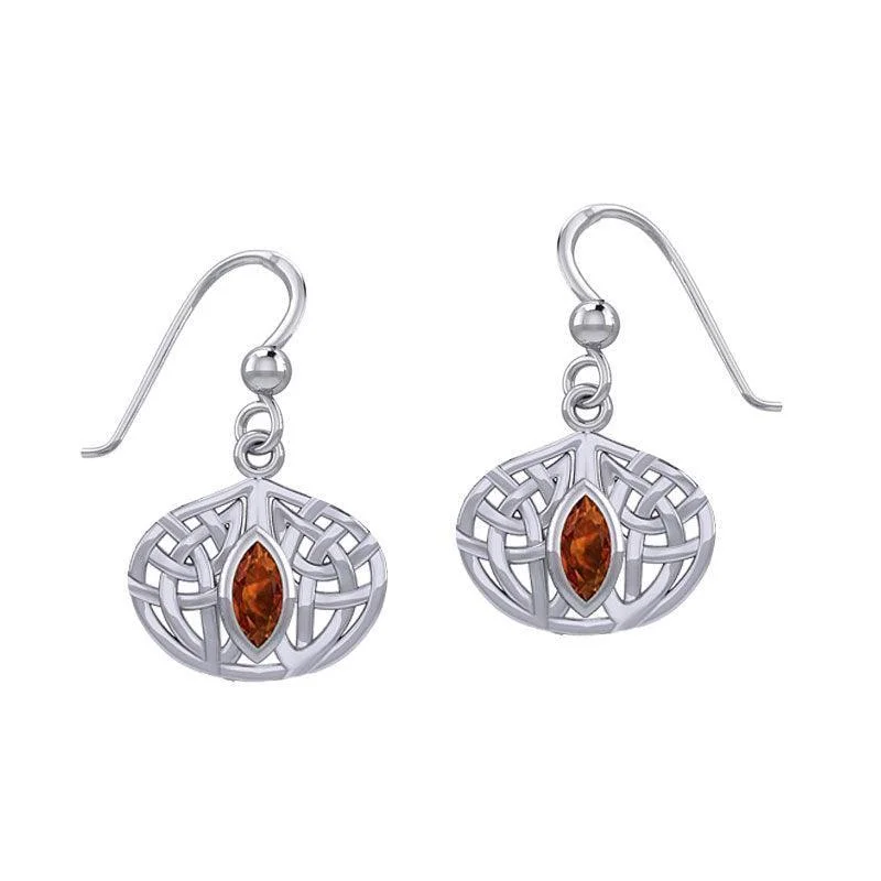 diamond stud earrings for women -pearl earrings for women -Celtic Knotwork Silver Earrings with Gemstone TER2034