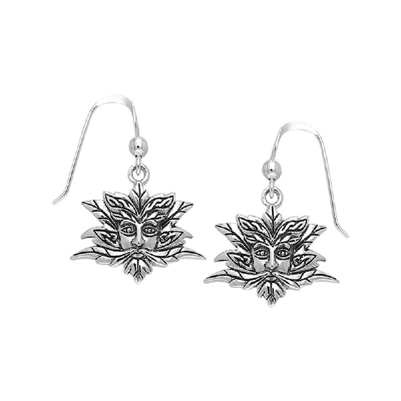 cute earrings for women -gemstone earrings for women -Green Man Silver Earrings TER128