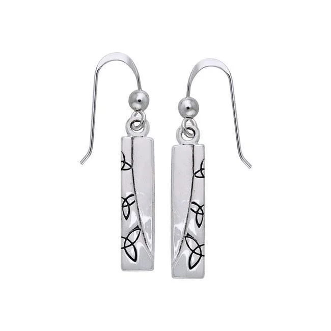 elegant earrings for women -cute earrings for women -Celtic Trinity Knot in Rectangle Shape Silver Earrings TER985