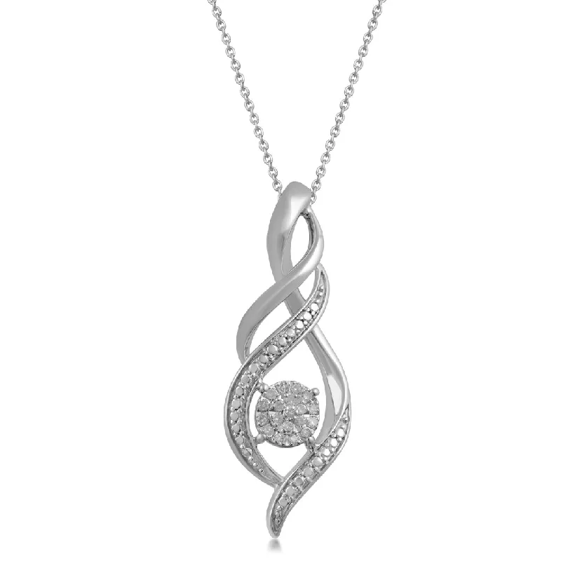 luxury gold necklaces for women -chunky necklaces for women -Martina Diamond Swirl Necklace in Sterling Silver