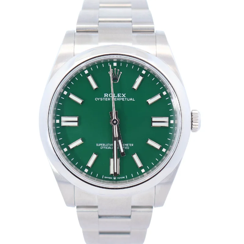 Rolex Oyster Perpetual 41mm Green Dial Watch Ref# 124300