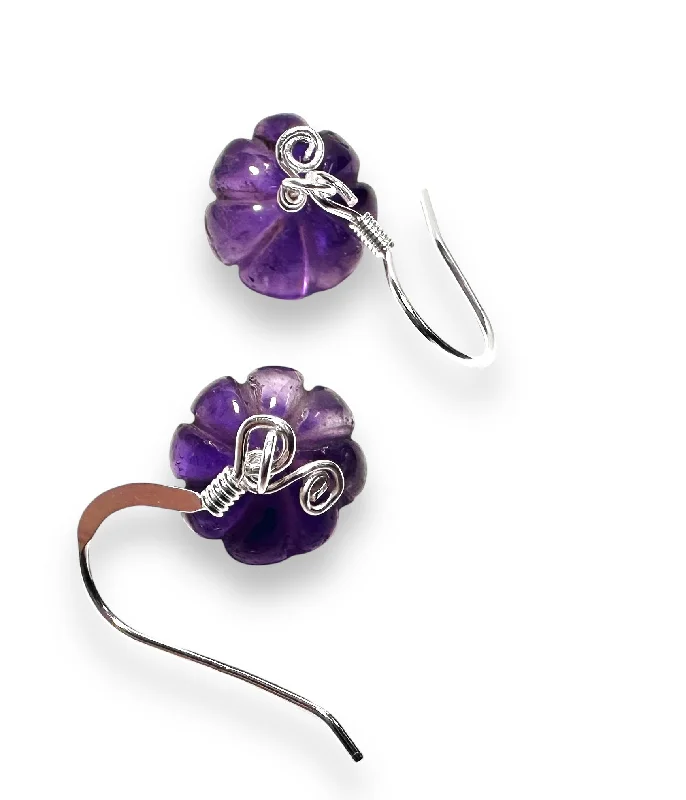 sterling silver earrings for women -personalized earrings for women -Amethyst Pumpkin Earrings