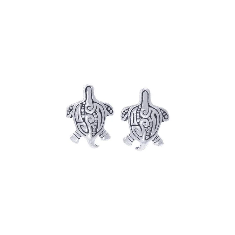 trendy stud earrings for women -statement earrings for women -Aboriginal-inspired Sea Turtle Sterling Silver Post Earrings Jewelry TER1643