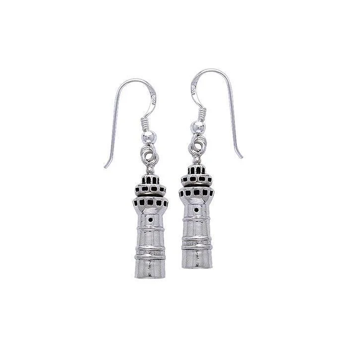 bohemian earrings for women -silver earrings for women -Three-tiered Lighthouse Sterling Silver Hook Earrings TE2823