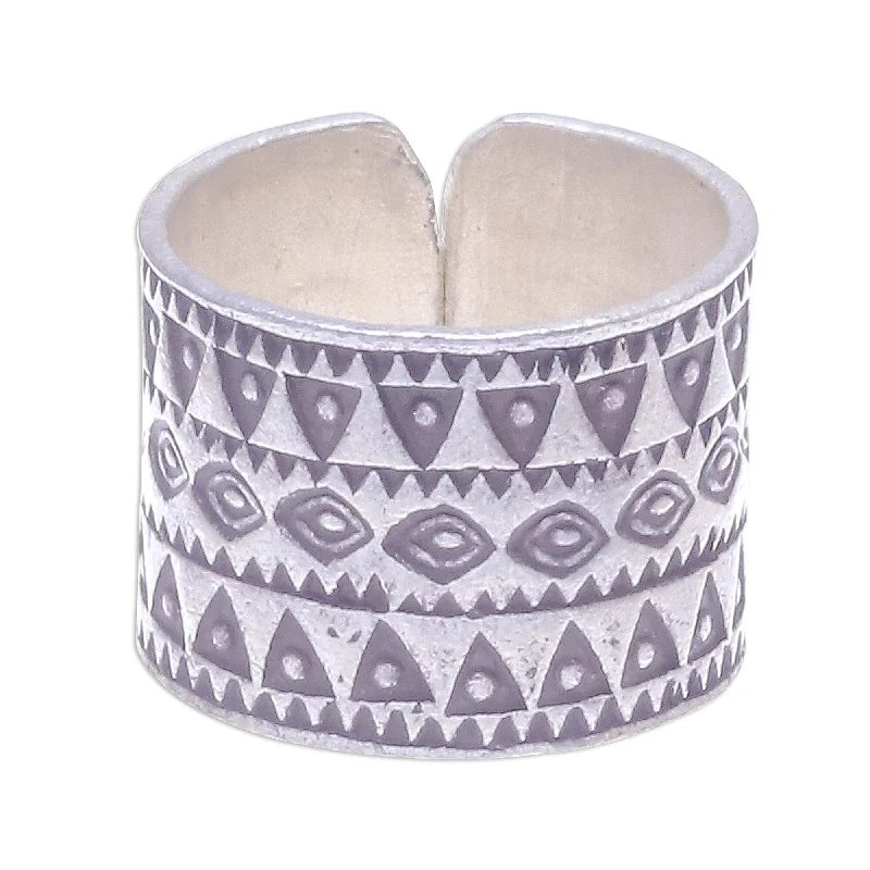 Novica Handmade Amulet Sterling Silver Band Ring