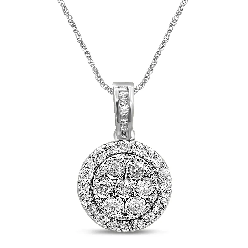 gift necklaces for women -high-end gold necklaces for women -Sterling Silver Brilliant Miracle Round Necklace with 1.00ct of Diamonds