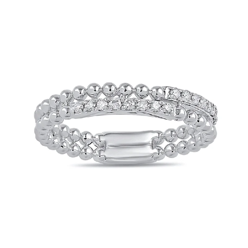 romantic necklaces for women -timeless necklaces for women -2 Row Stackable Ring with 0.10ct of Diamonds in Sterling Silver