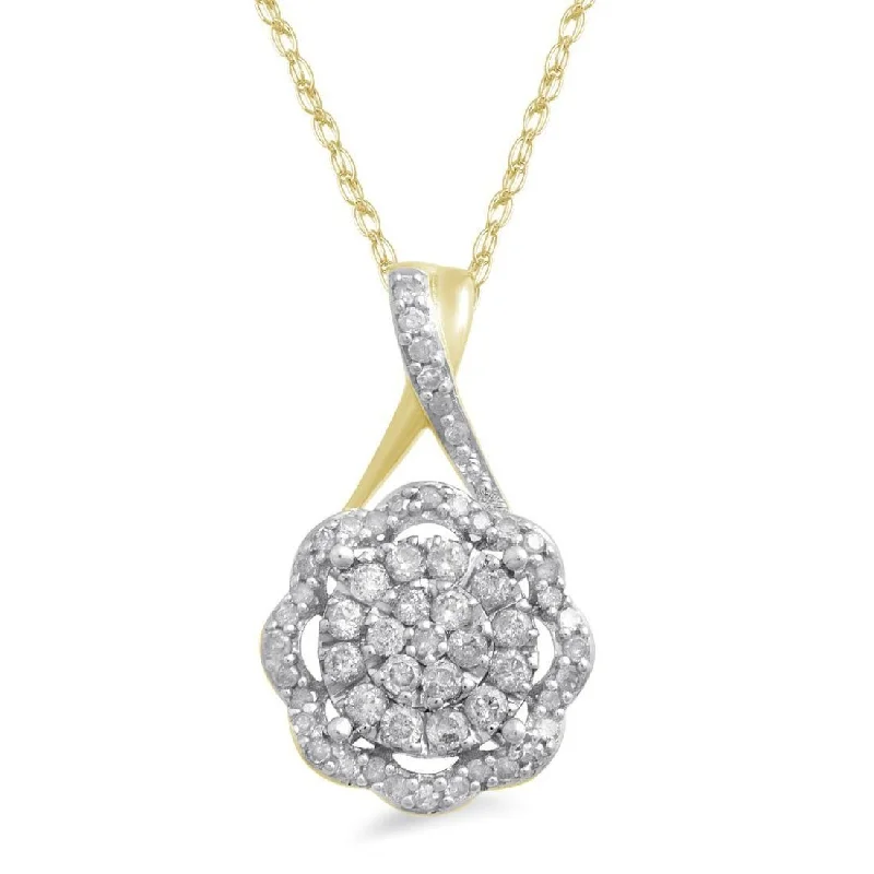 wedding necklaces for women -infinity necklaces for women -Martina Soft Scallop necklace with 1/4ct of Diamonds in 9ct Yellow Gold