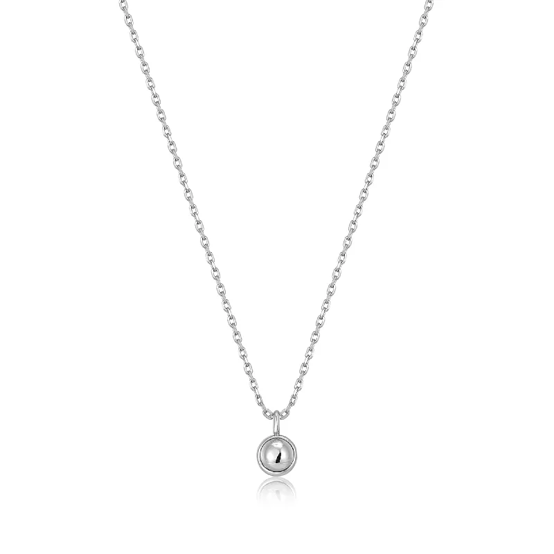 trendy choker necklaces for women -long gold necklaces for women -Ania Haie Silver Orb Drop Pendant Necklace