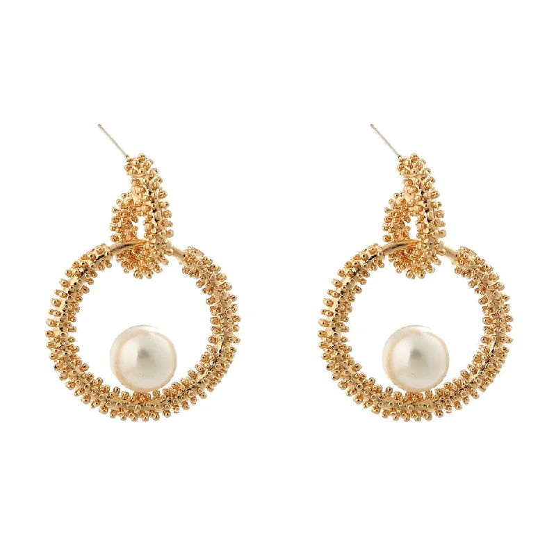 vintage pearl earrings for women -hoop earrings for women -Beth Ball Hoop Baroque Pearl Earrings