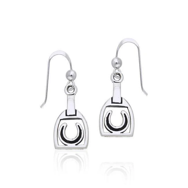 round earrings for women -gold stud earrings for women -Horseshoe Stirrup Silver Earrings TER791