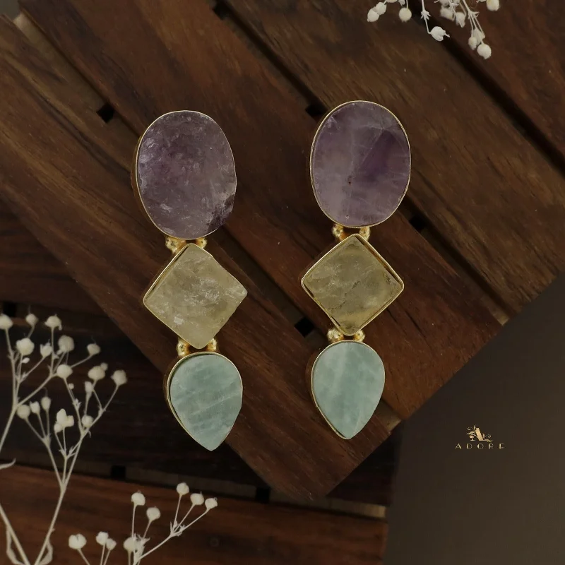 Amethyst + Lemon Quartz + Amazonite Green