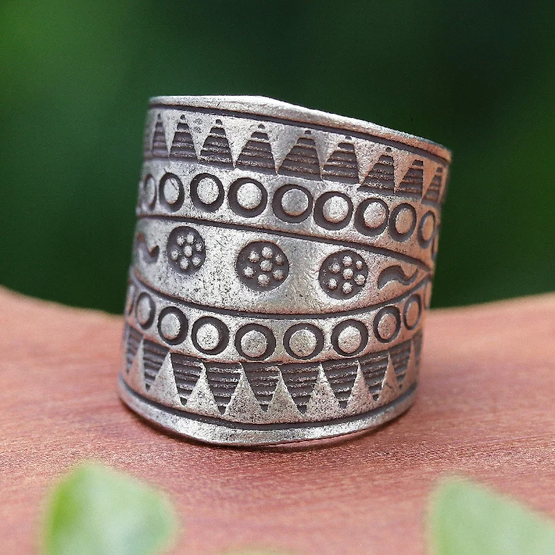 Novica Handmade Miracles Silver Band Ring