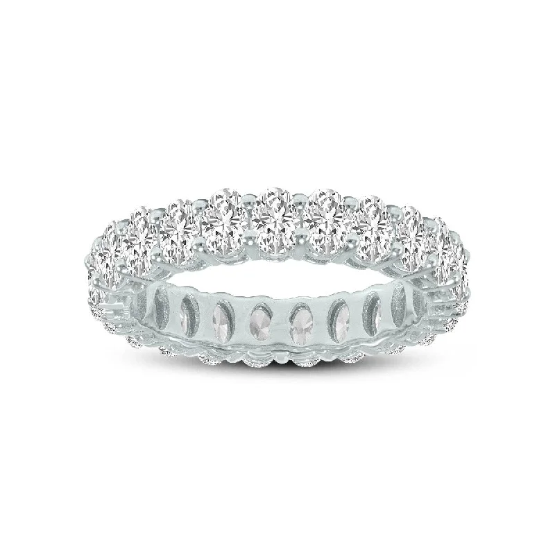 Marquee Jewels Oval Lab Grown Diamond Eternity Band in 14K White Gold (10.50 Carat TW)