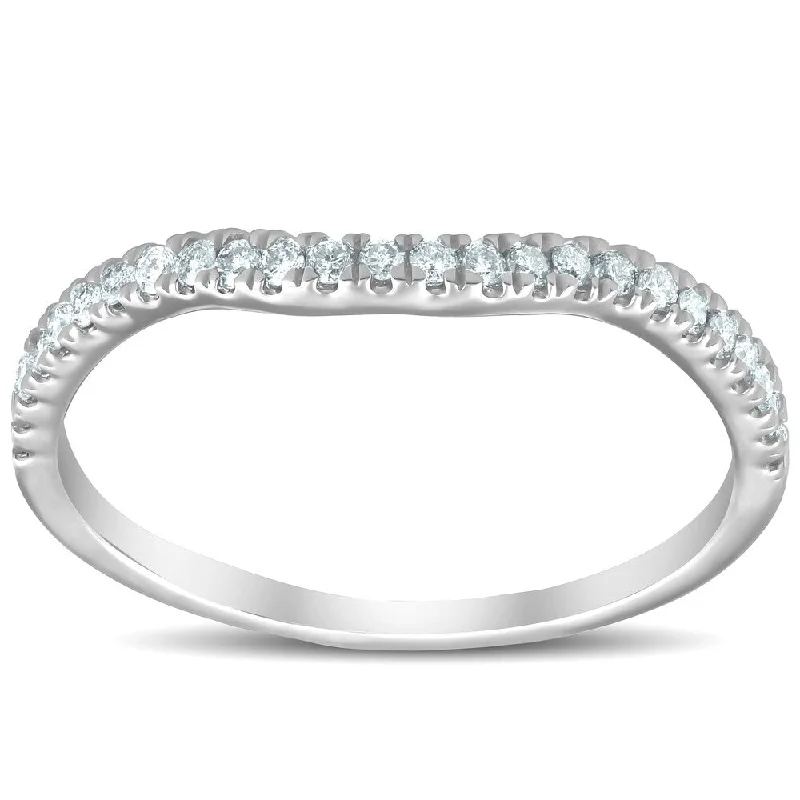 gold rings for women -diamond engagement rings for women -diamond engagement rings for women -Pompeii3 10k White Gold 1/4 Ct TDW Diamond Contour Curved Engagement Wedding Guard Ring