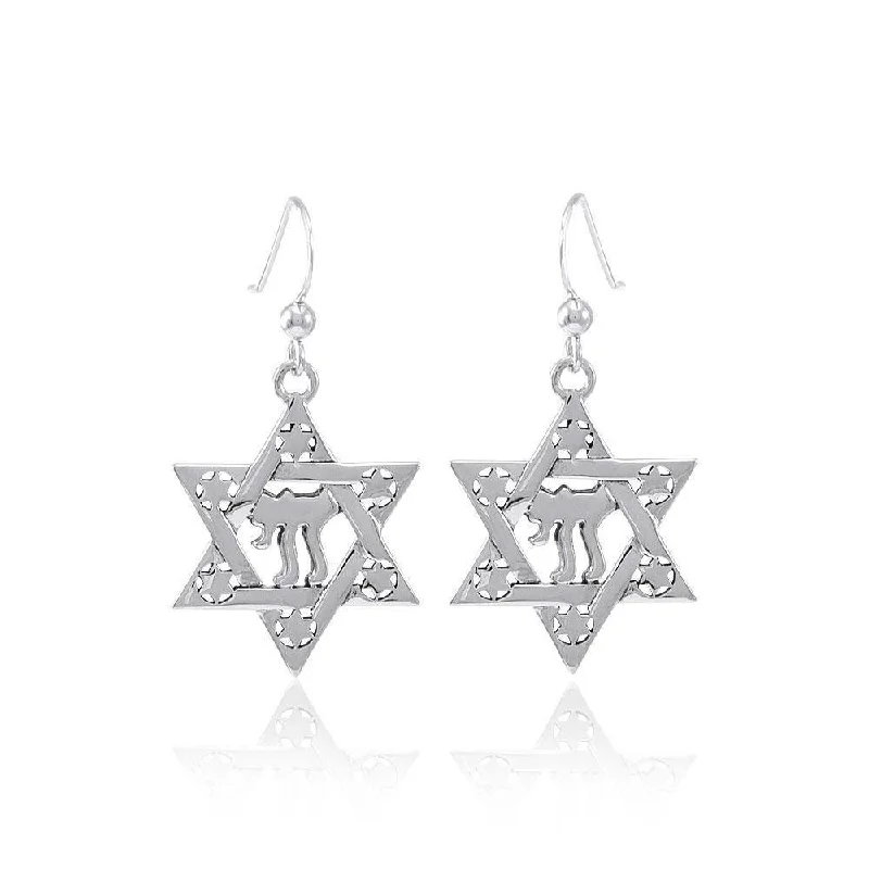 unique gold earrings for women -silver earrings for women -Chai Star of David Earrings TER1557