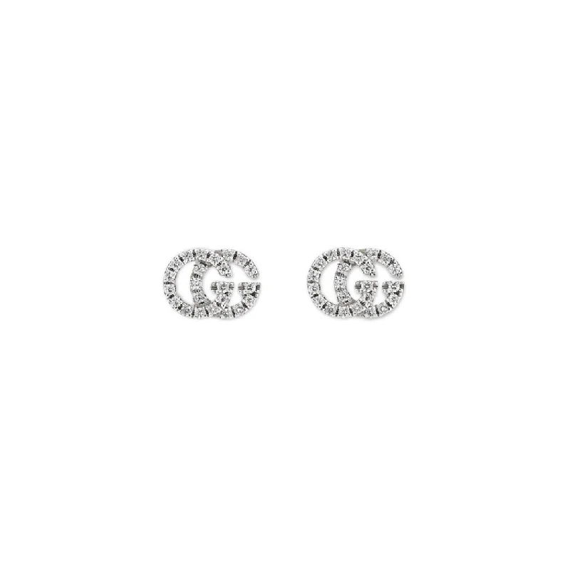 minimalist earrings for women -gold hoop earrings for women -GG 18ct White Gold Diamond Stud Earrings Ref : YBD48167800100U