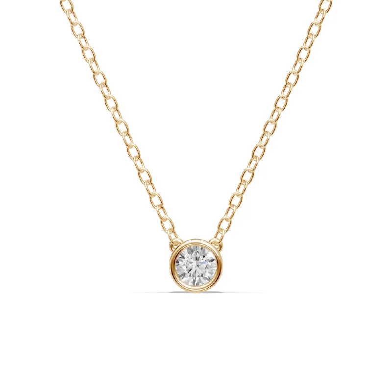 ruby necklaces for women -birthstone pendant necklaces for women -Bezel Necklace with 0.40ct of Laboratory Grown Diamonds in 9ct Yellow Gold