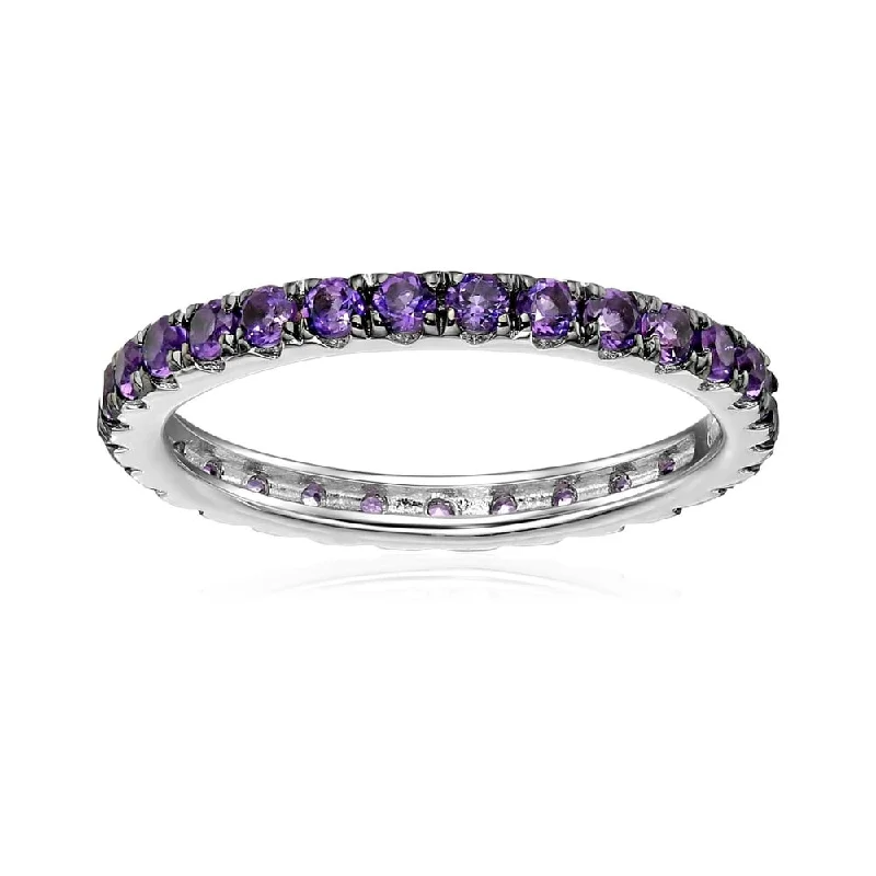 Sterling Silver African Amethyst Eternity Band Ring