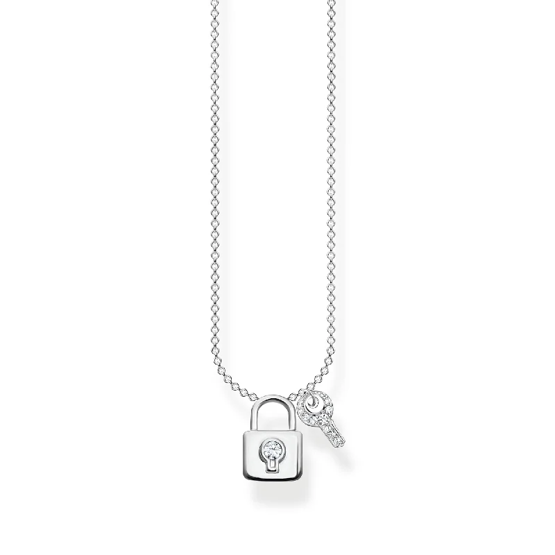 gold plated necklaces for women -choker necklaces for women -Thomas Sabo Necklace Lock With Key Silver