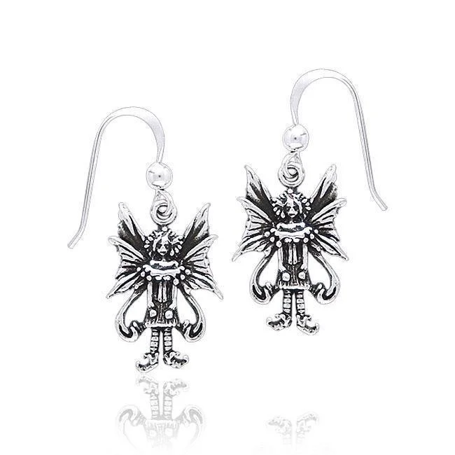 diamond drop earrings for women -sterling silver earrings for women -Amy Brown Caffeine Overload Fairy Sterling Silver Earrings TE2076