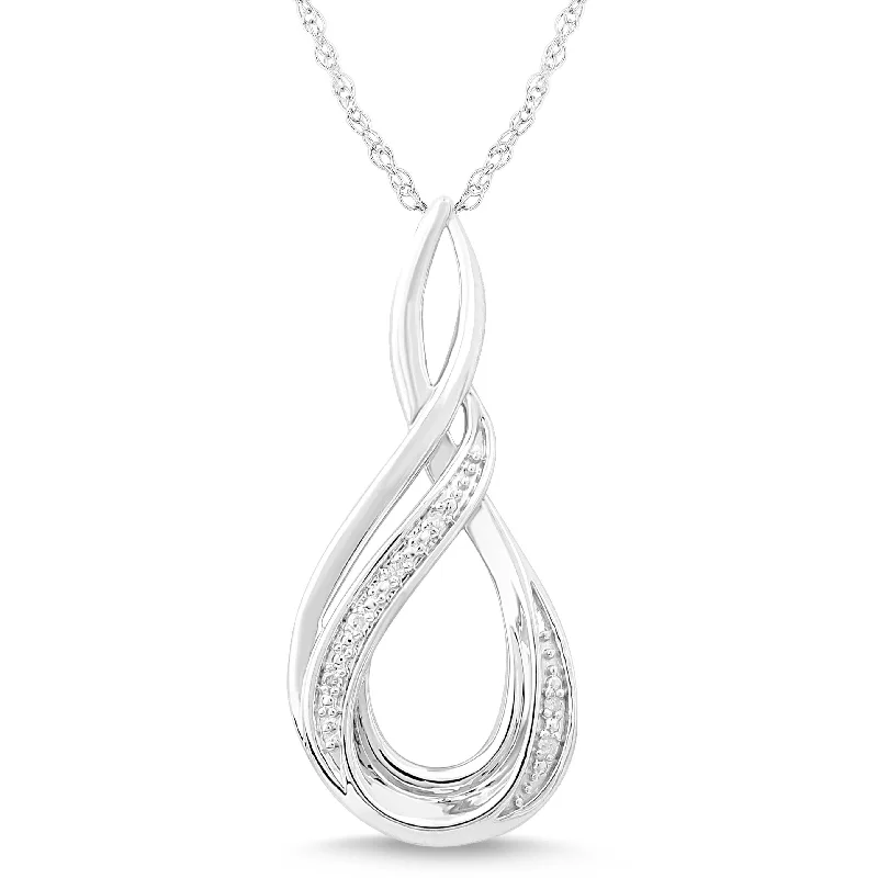 rose gold pendant necklaces for women -fashionable layered necklaces for women -Sterling Silver Diamond Set Swirl Necklace