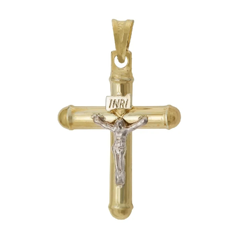 custom necklaces for women -statement necklaces for women -Cross Crucifix Charm in 9ct Yellow Gold Silver Infused