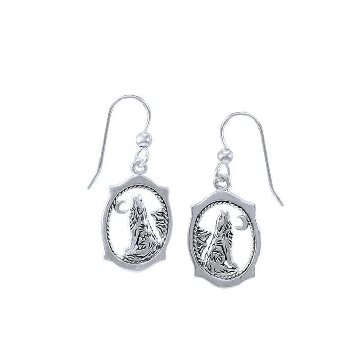 cubic zirconia earrings for women -luxury earrings for women -Listen to the wolf’s mighty howl ~ Sterling Silver Hook Earrings TE744