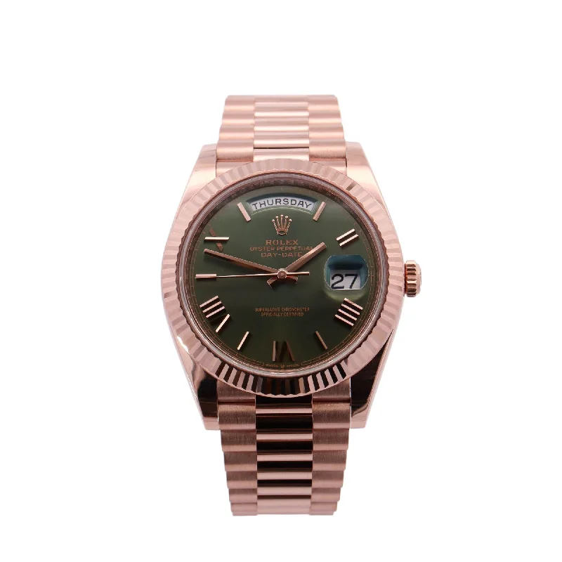 Rolex Day-Date 40mm Olive Dial Watch Ref# 228235