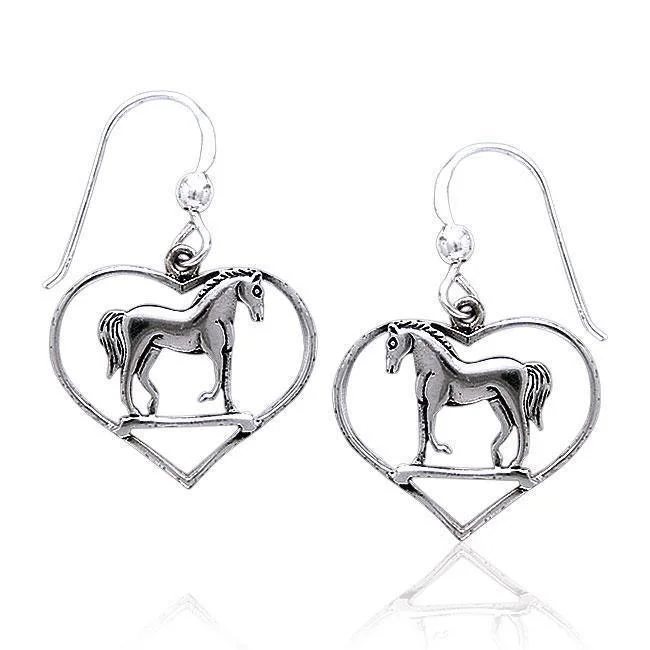 statement earrings for women -statement earrings for women -Horse Heart Sterling Silver Earrings TE021