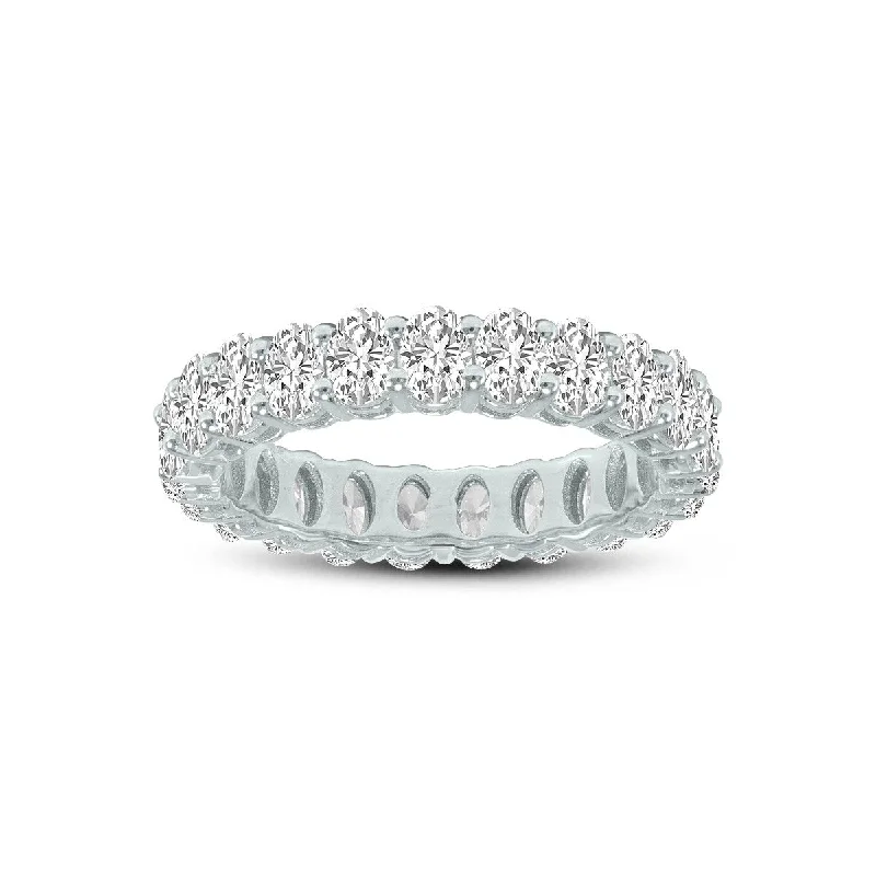 Marquee Jewels Oval Lab Grown Diamond Eternity Band in 14K White Gold (2.88 Carat TW)