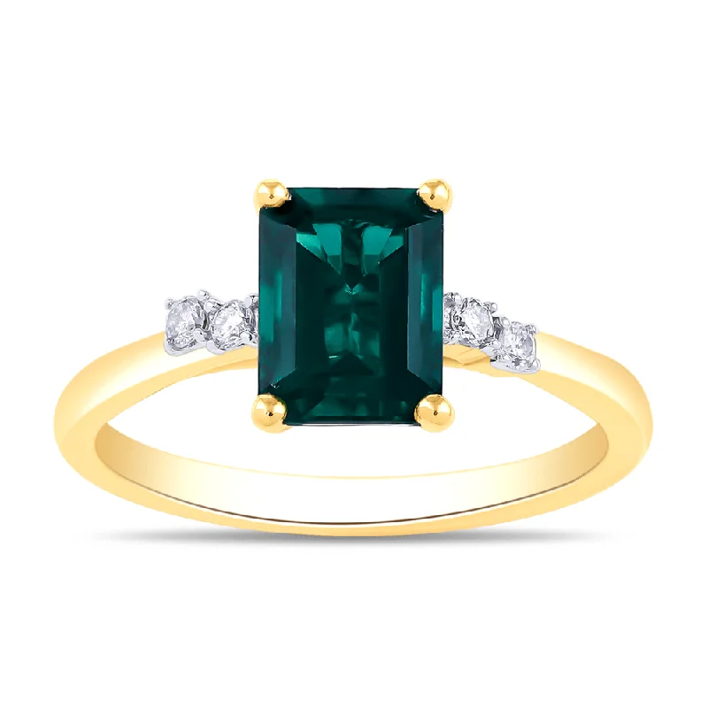 geometric necklaces for women -elegant pendant necklaces for women -Solitaire Look Created Emerald Ring with 0.05ct in 9ct Yellow Gold