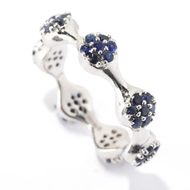 Sterling Silver Round Blue Sapphire Stack Band Ring