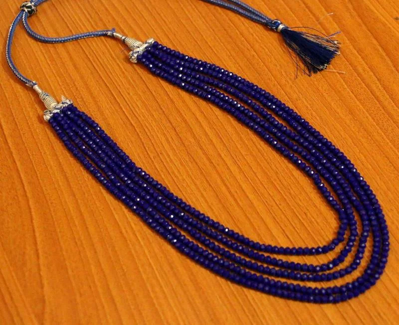 unique necklaces for women -delicate gold necklaces for women -Blue Colour 5 Line Necklace