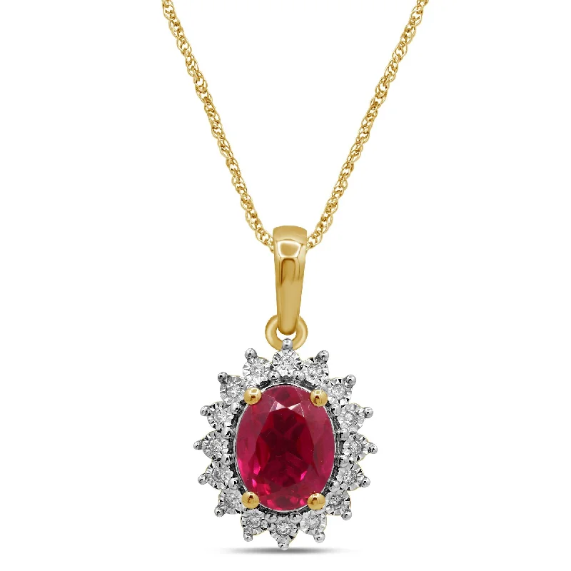 diamond heart-shaped necklaces for women -heart-shaped necklaces for women -Created Ruby and Diamond Necklace in 9ct Yellow Gold