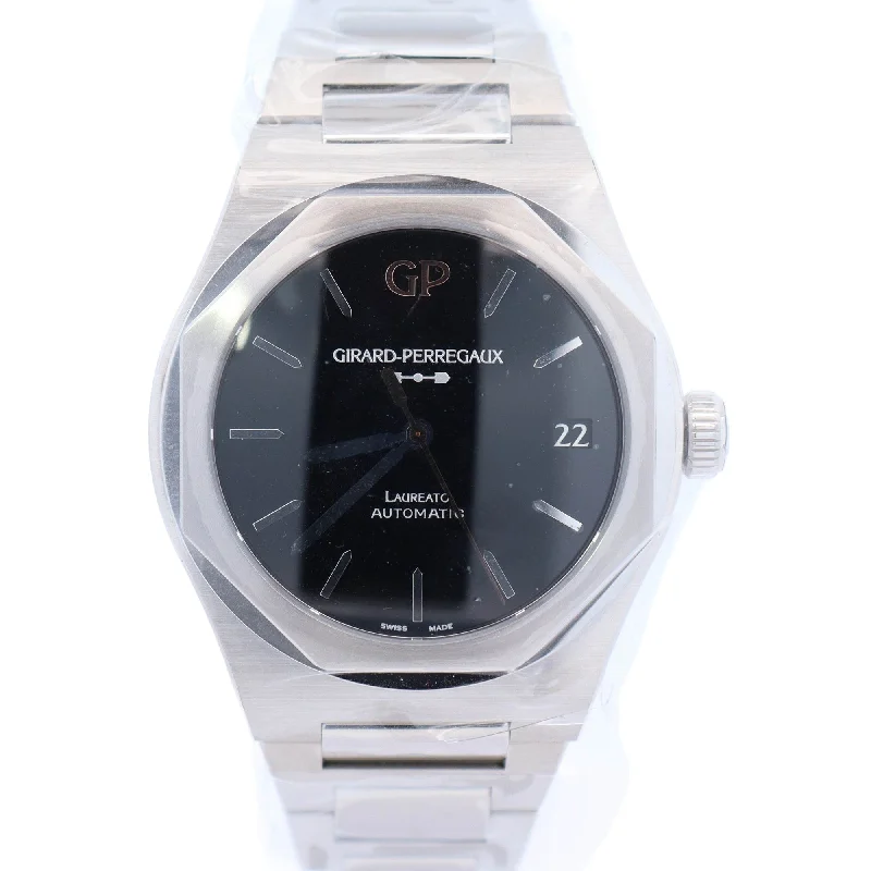 Girard Perregaux Laureato 42mm Stainless Steel Black Stick Dial Watch Ref# 81010-11-636-11A