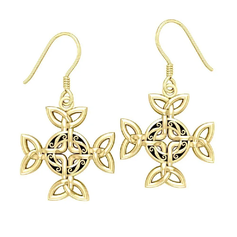 wedding earrings for women -vintage earrings for women -Celtic Knotwork Cross Solid Gold Earrings GER710