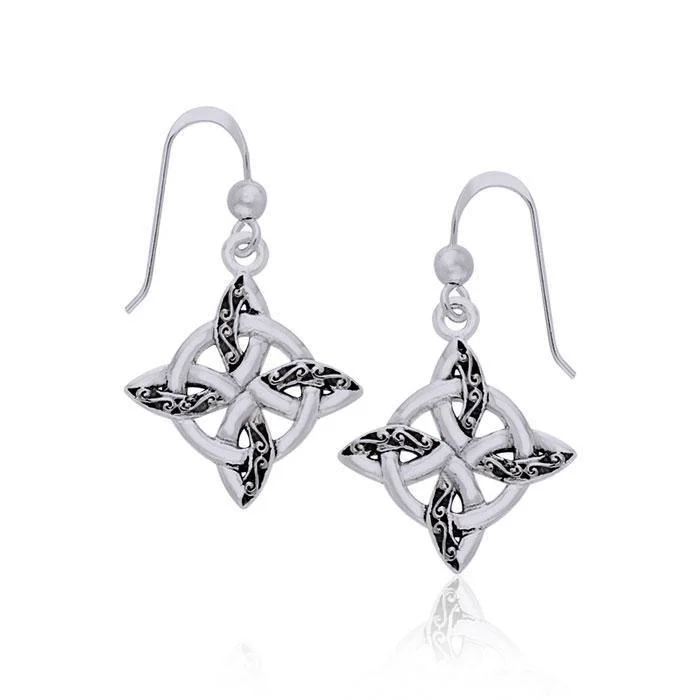 small hoop earrings for women -cute earrings for women -Celtic Four Point Knot Earrings TER703