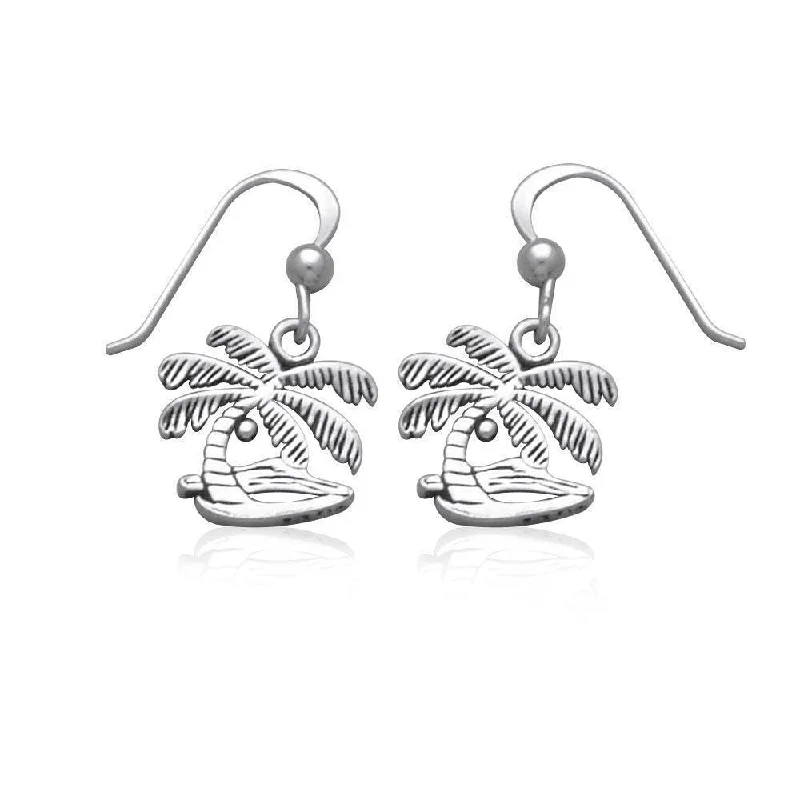 luxury diamond earrings for women -hoop earrings for women -Coconut Tree Silver Earrings TE2625