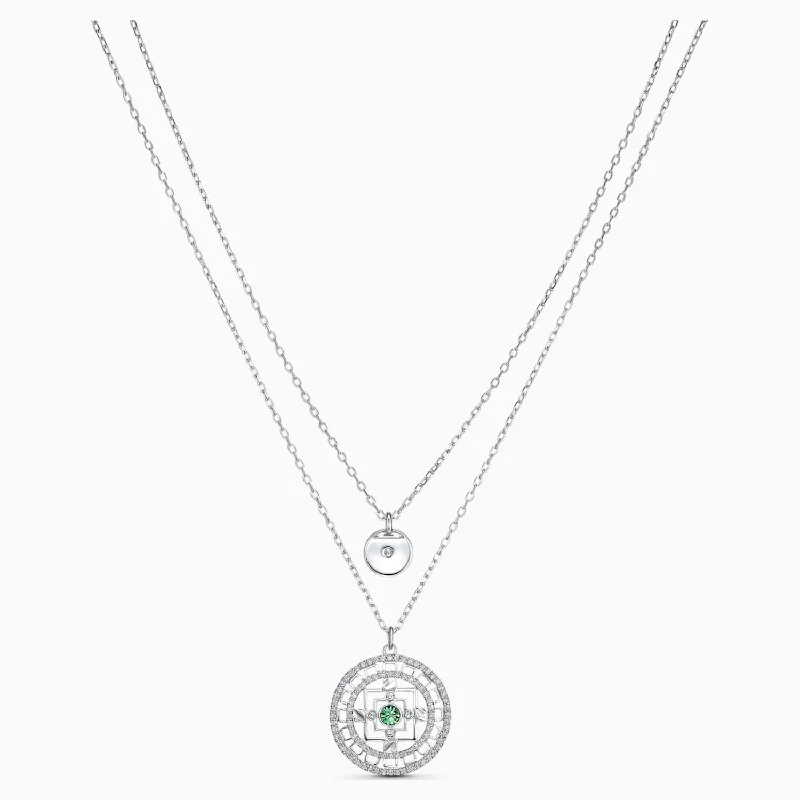 oval pendant necklaces for women -wedding pendant necklaces for women -SWAROVSKI SYMBOLIC MANDALA NECKLACE, WHITE, RHODIUM PLATED