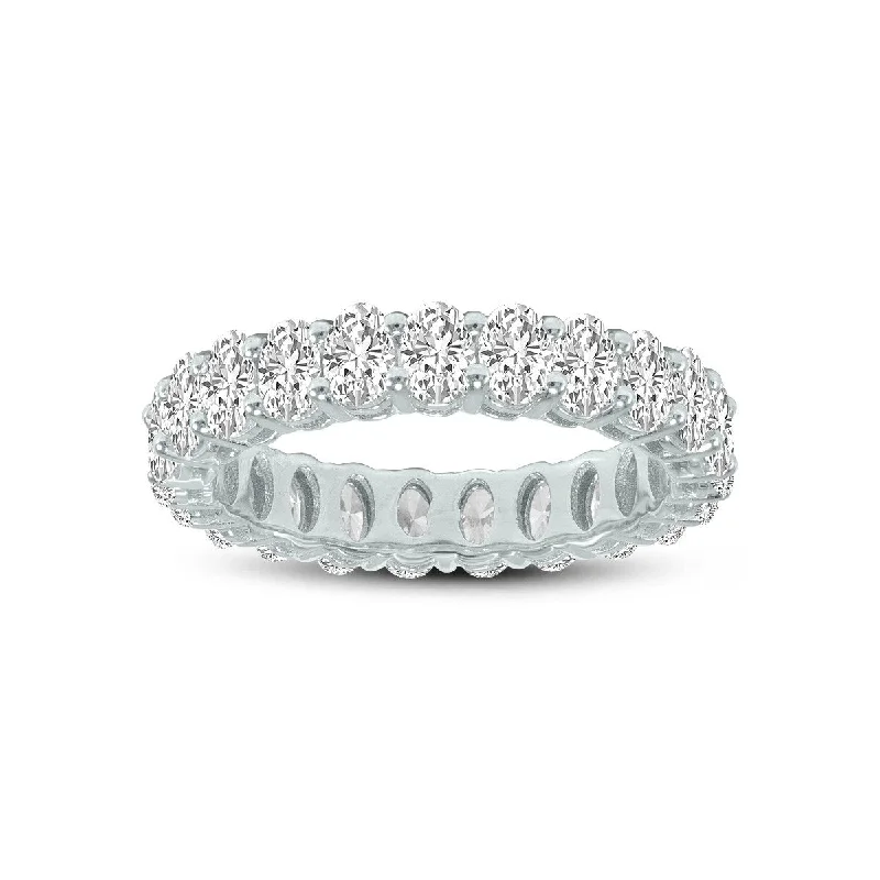 Marquee Jewels Oval Lab Grown Diamond Eternity Band in 14K White Gold (5.40 Carat TW)