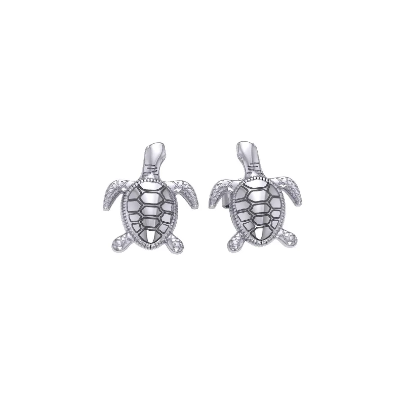 luxury pearl earrings for women -silver earrings for women -Silver Turtle Post Earrings JE206