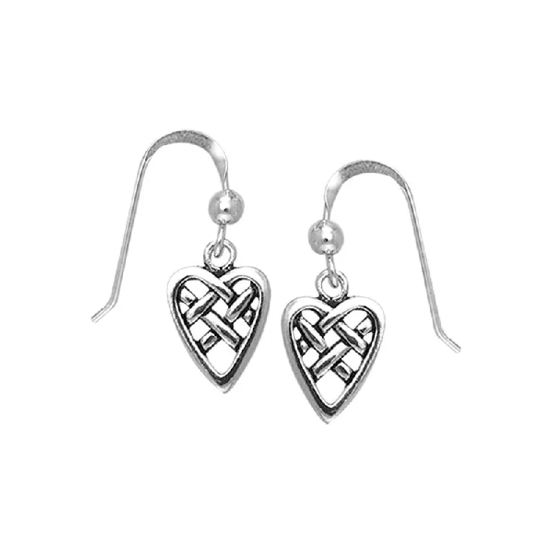 elegant earrings for women -gemstone earrings for women -Celtic Knotwork Heart Silver Earrings TER126